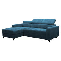 ECKSOFA Milano Premium Cord, Seite: Links LC+2R - Blau/Schwarz, Holz/Textil (236/172cm) - MIRJAN24