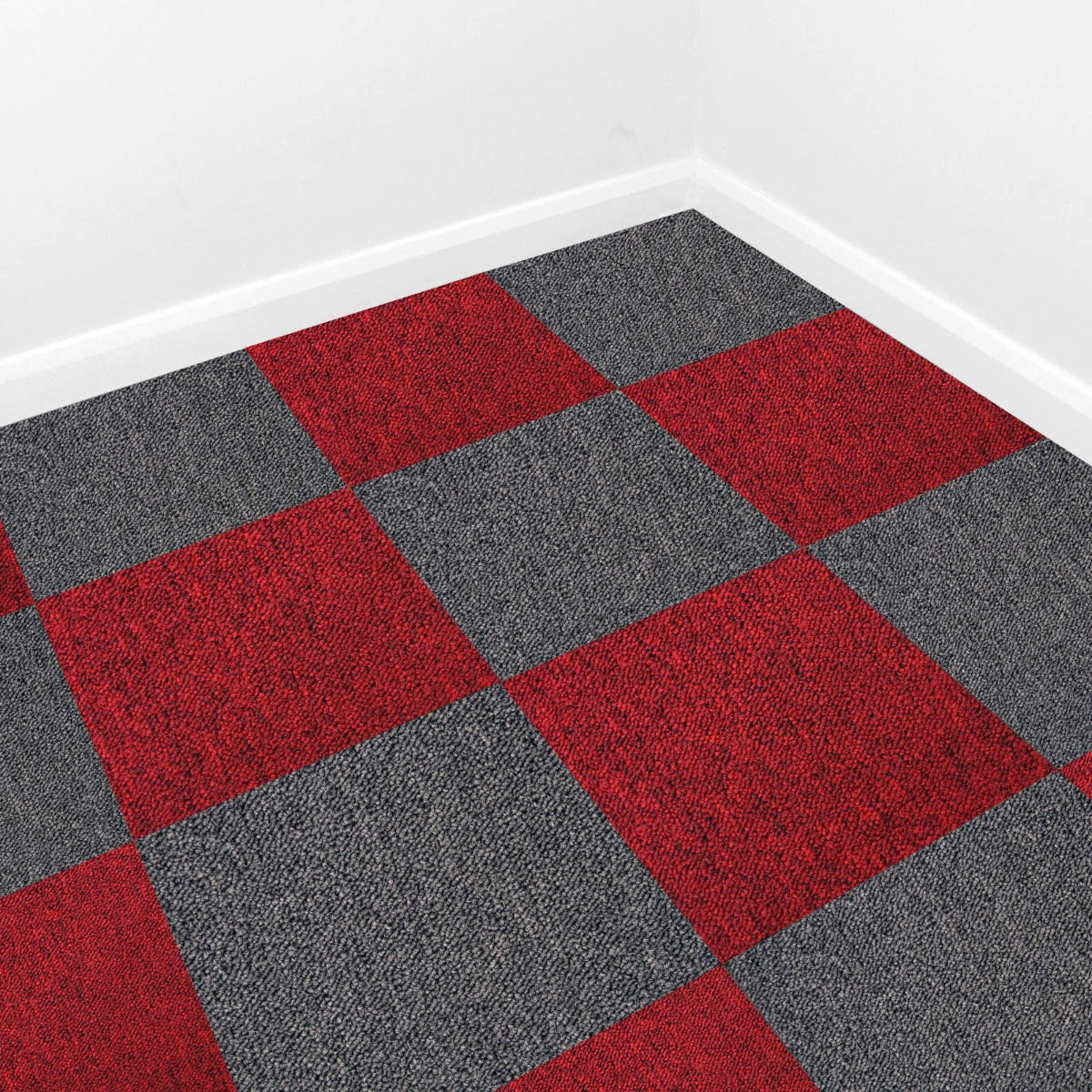 TEPPICHFLIESEN 50 x 50cm Fieberrot & Kohle-Schwarz 10m² - Dunkelrot, Textil (50/50/1cm) - Monstershop