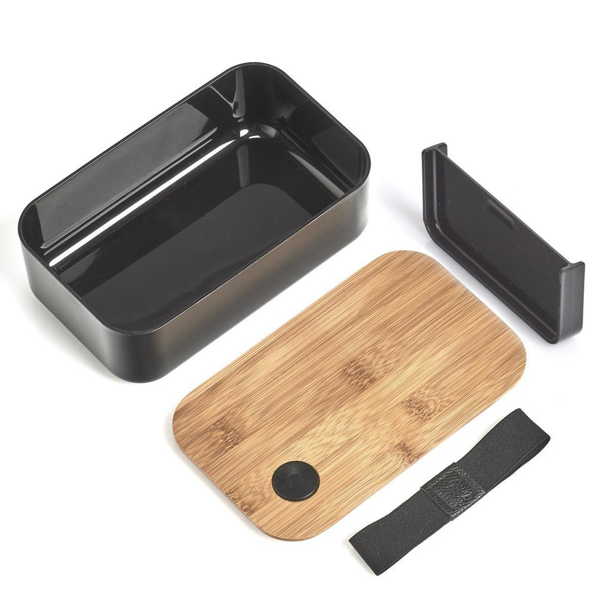 LUNCHBOX mit Fach 19/12/7 cm - Schwarz, Kunststoff (12/7/19cm) - ZELLER