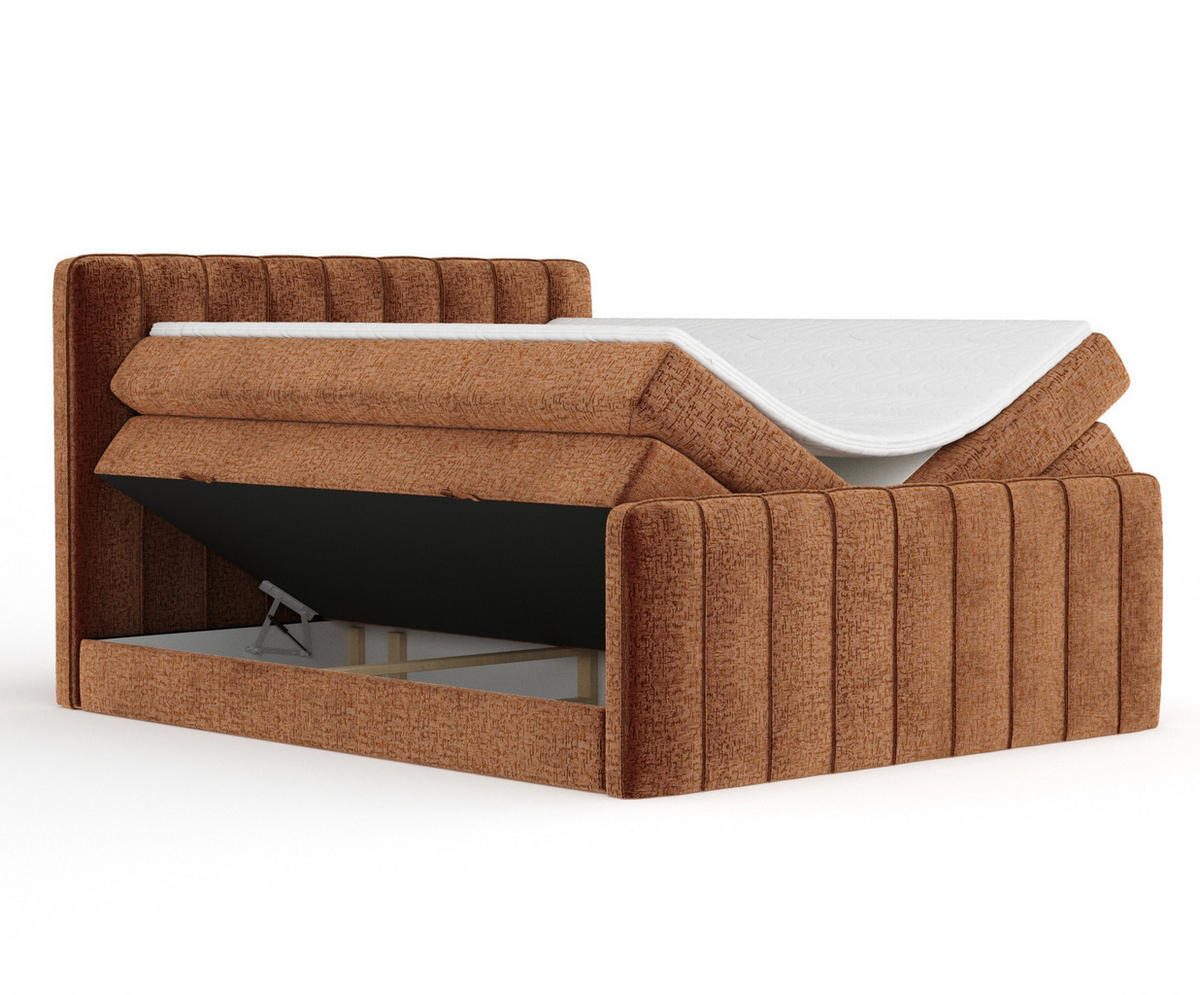BOXSPRINGBETT Novara Kupferfarbe 200/200 cm - Schwarz/Kupferfarben, Holz/Holzwerkstoff (200/200cm) - Maison de Reve