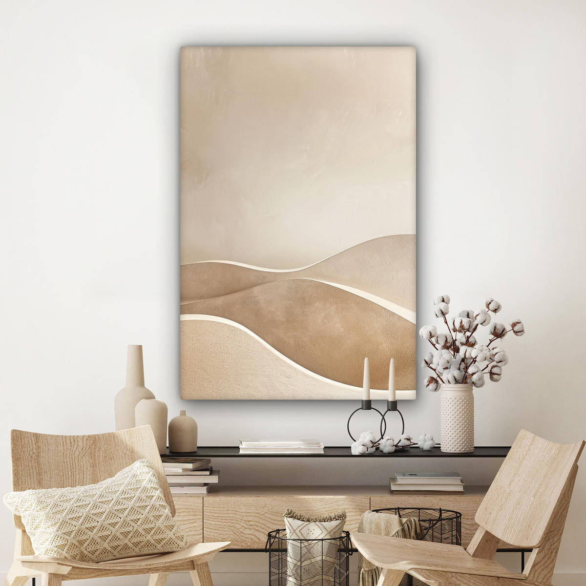LEINWANDBILD Beige - Natur - Abstrakt - Modern 80x120 cm - Beige, Textil (80/120cm) - MuchoWow