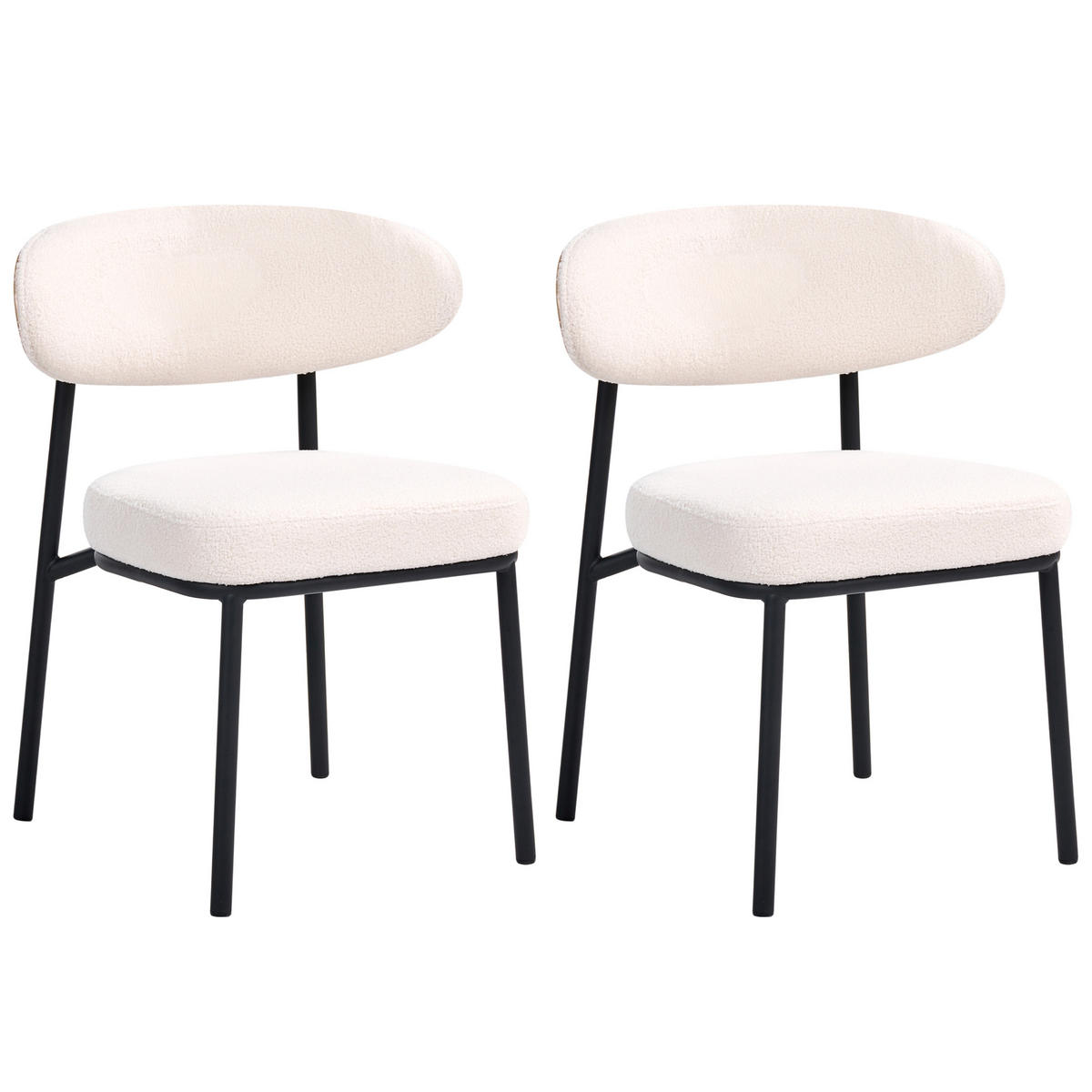 ESSZIMMERSTUHL 2er Set Bouclé Cremeweiß Winton - Creme, Textil (61/78/54cm) - Beliani