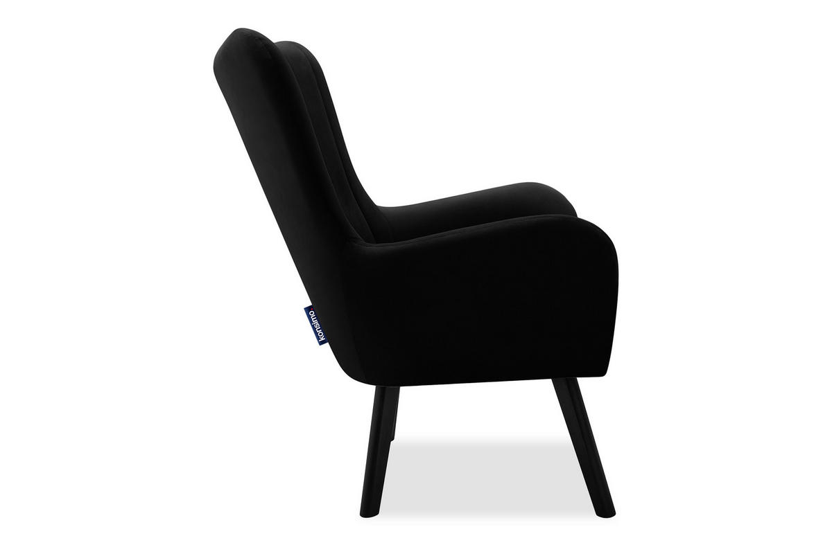 OHRENSESSEL GADI Velourstoff, Schwarz - Schwarz, Holz/Textil (76/100/78cm) - KONSIMO®