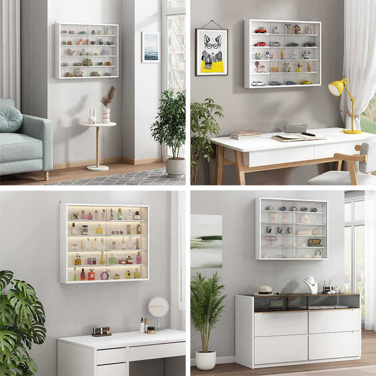 NÁSTĚNNÁ VITRÍNA Clario Bílá - bílá, kompozitní dřevo (80/60/10cm) - Vicco