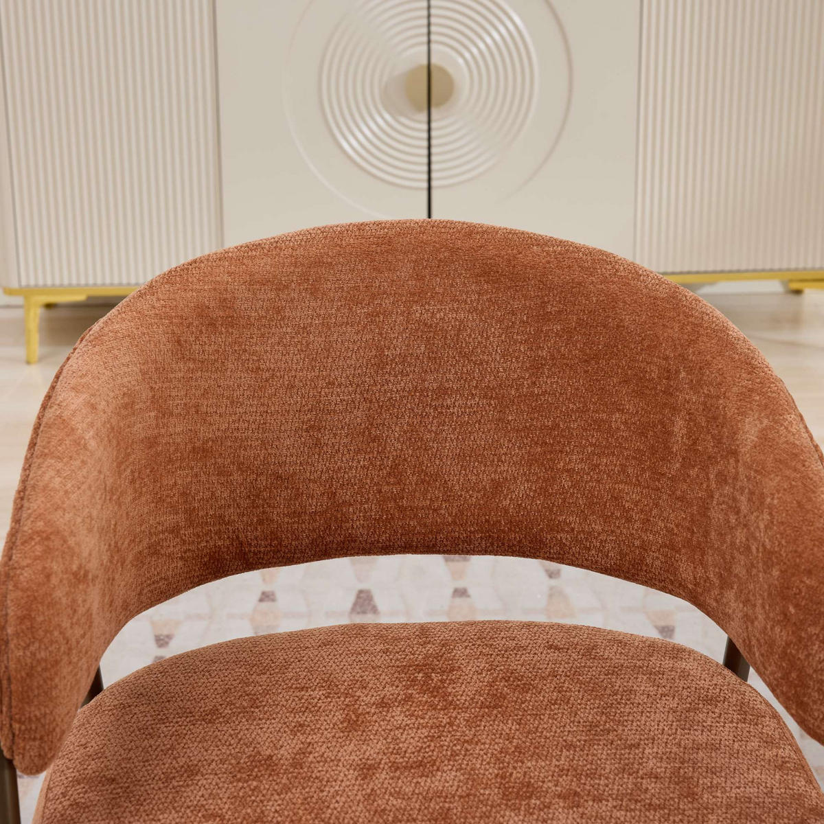 ESSZIMMERSTUHL mit Armlehnen und Metallbeinen, Orange - Orange, Textil (57/79.5/54.5cm)