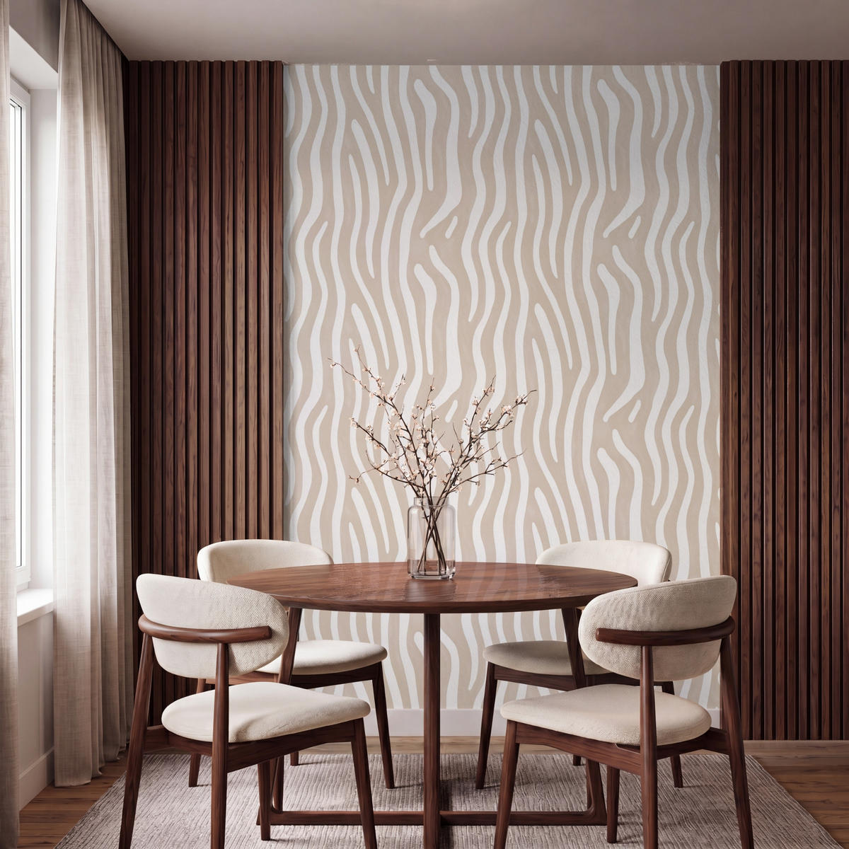 TAPETE - Abstrakt - Zebra - Beige - 160x240 cm - Beige, Papier (160/240cm) - OnlyWow
