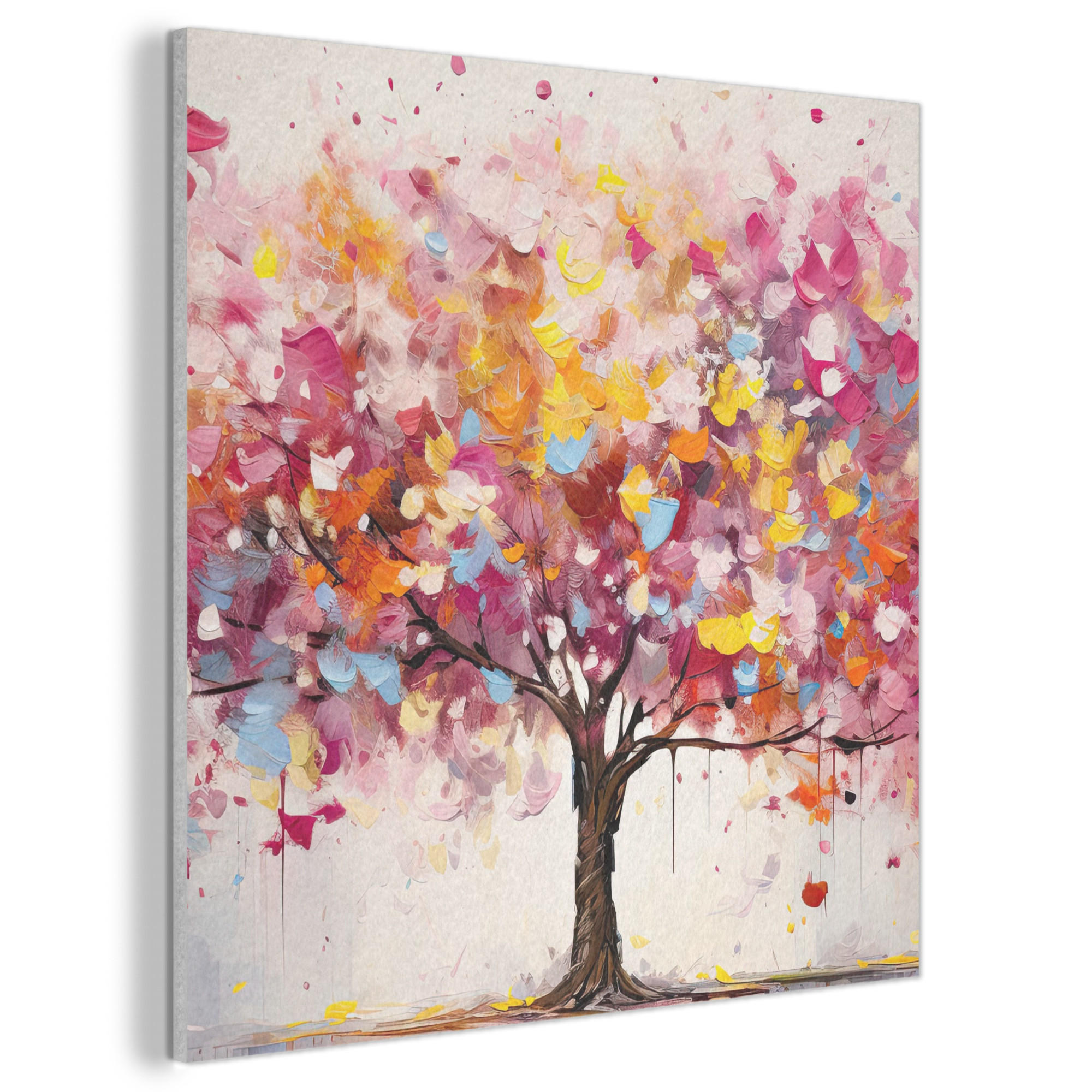 AKUSTIKBILD Aquarell - Baum - Kunst - Abstrakt Akustikpaneele 90x90 cm - Multicolor, Kunststoff (90/90/0.9cm) - MuchoWow