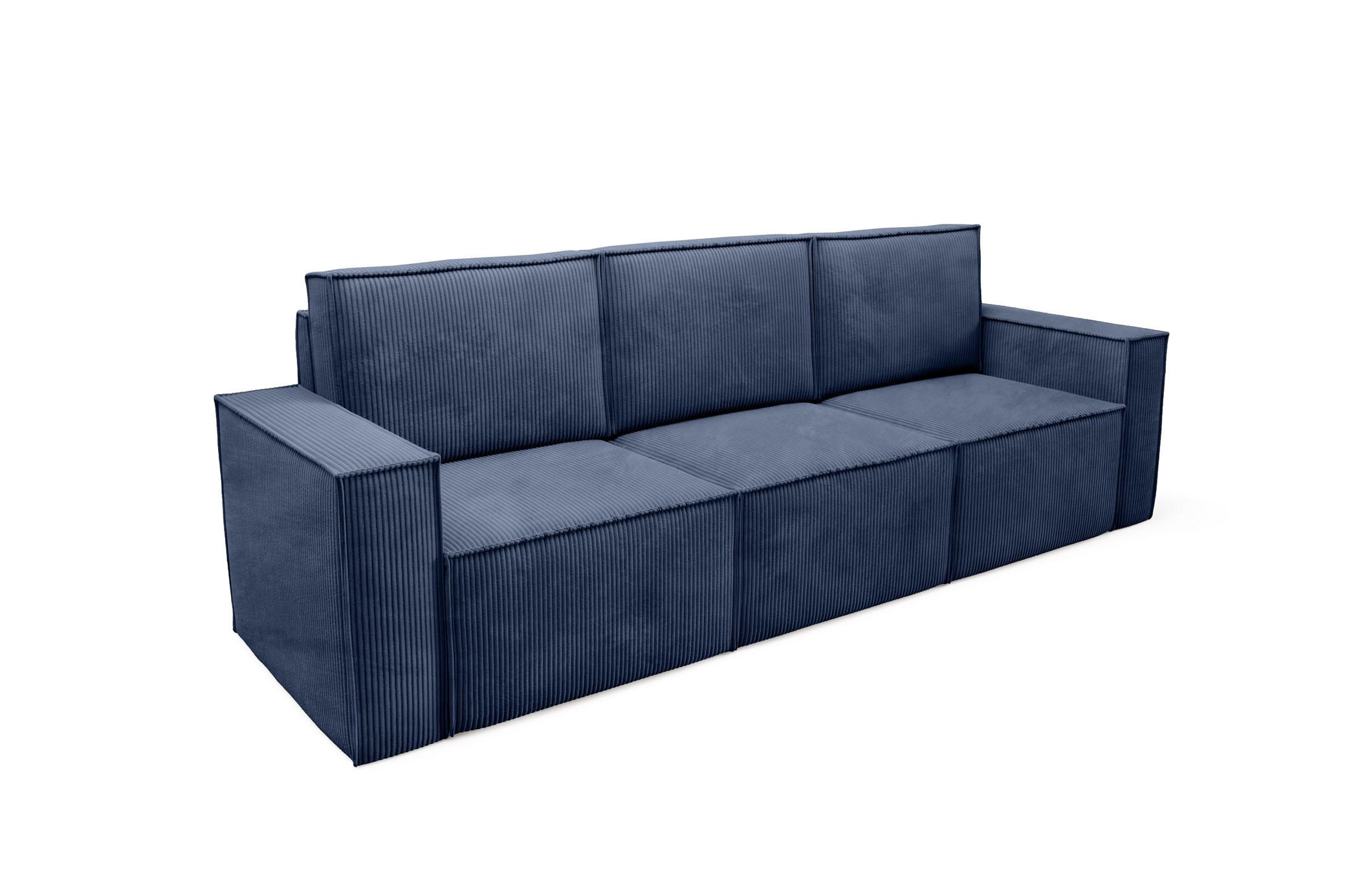 SOFA Orto Dunkelblau, Dreisitzer Polstersofa - Dunkelblau, Holzwerkstoff/Textil (247/93/82cm) - Bettso
