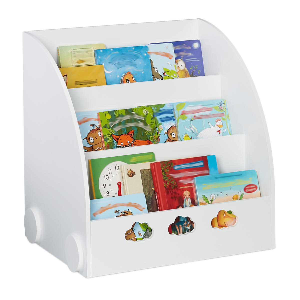 KINDERBÜCHERREGAL - Weiß, Holzwerkstoff (58/60/45cm) - Relaxdays