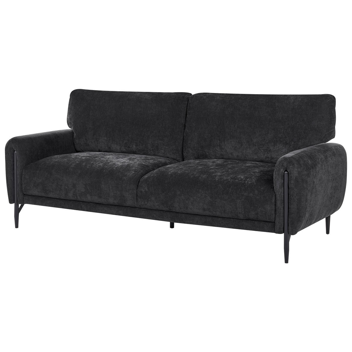 3-SITZER-SOFA Chenillegewebe Schwarz Skaro - Schwarz, Textil (214/87/89cm) - Beliani