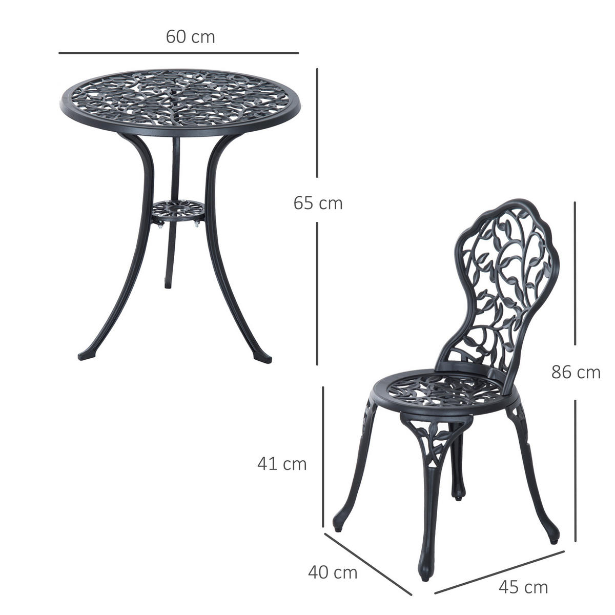 GARTEN-BEISTELLTISCHSET Schwarz 3 Stück - Schwarz, Naturmaterialien (60/60/65cm) - GiPP