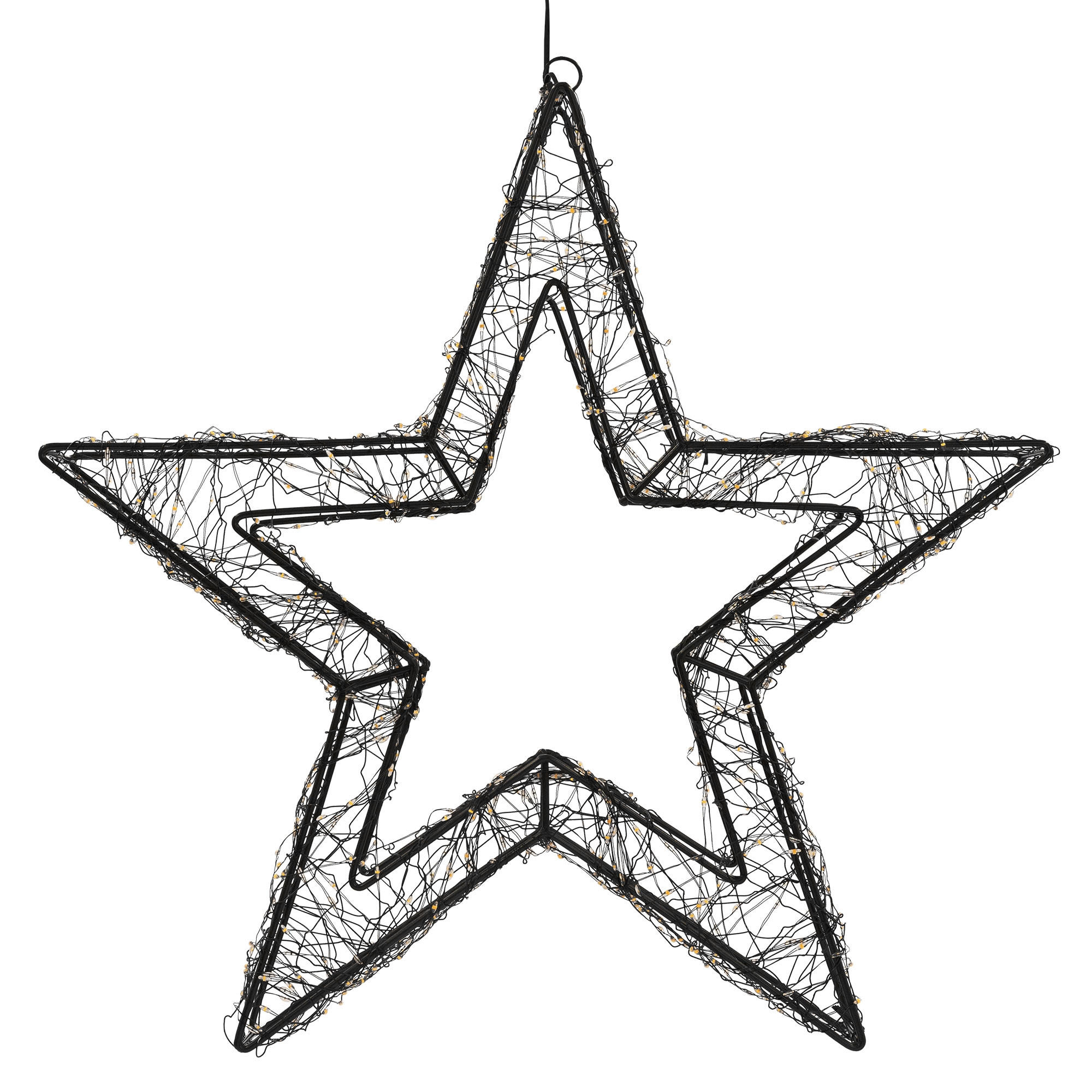 LED-WEIHNACHTSSTERN 38 cm 500 LEDs Extra-Warmweiß mit Timer aus Metall - Schwarz, Metall (38/38/8cm) - ECD-Germany