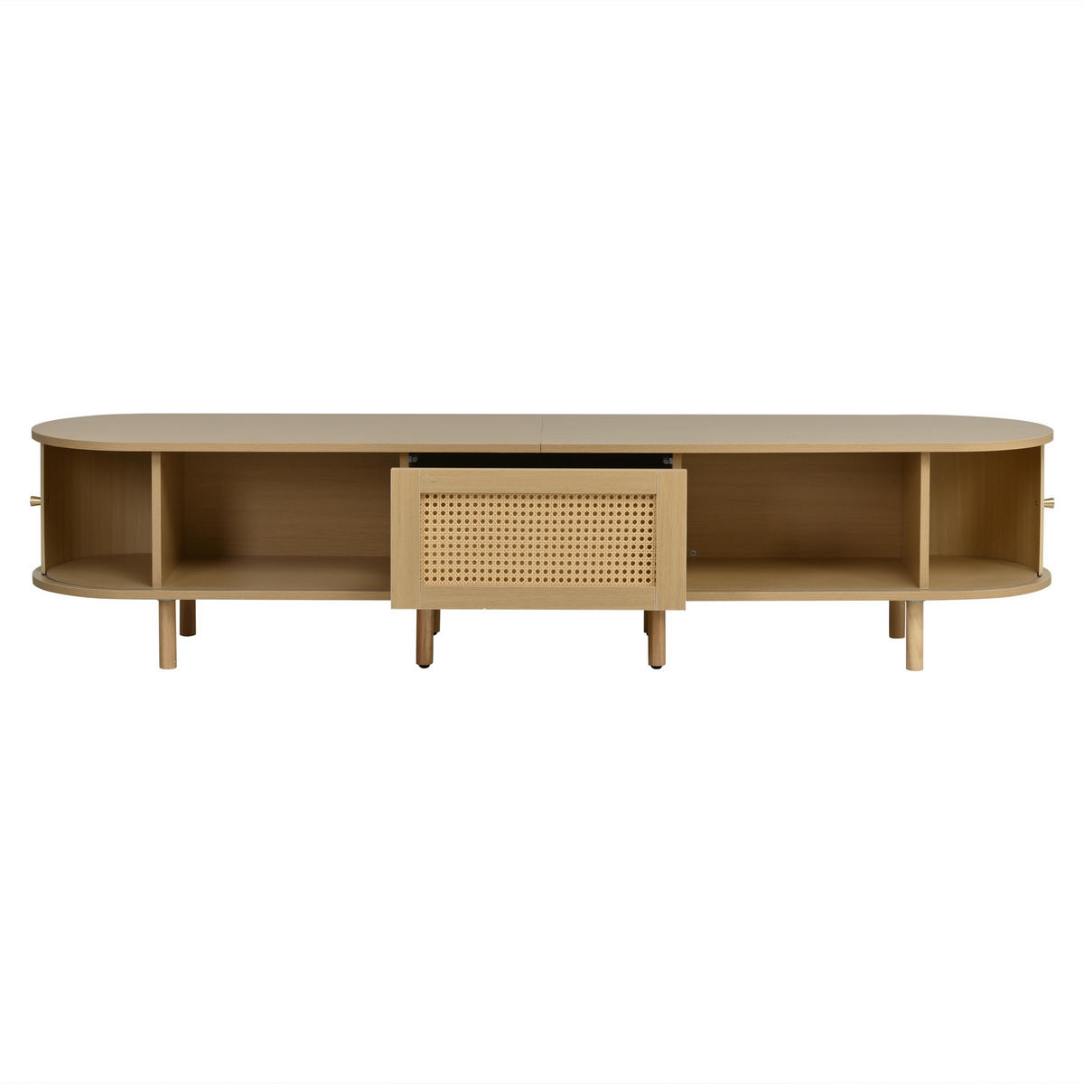TV‑SCHRANK Eichefarben mit Rattan‑Dekor und goldenen Griffen 180 × 40 × 40 cm - Eichefarben, Holzwerkstoff (180/40/40cm) - Luhomfu