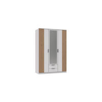 KLEIDERSCHRANK Rügen in Weiß und Artisan Eiche – mit Akustiklamellen - Drehtürenschrank - Weiß, Holzwerkstoff (135/199/58cm)
