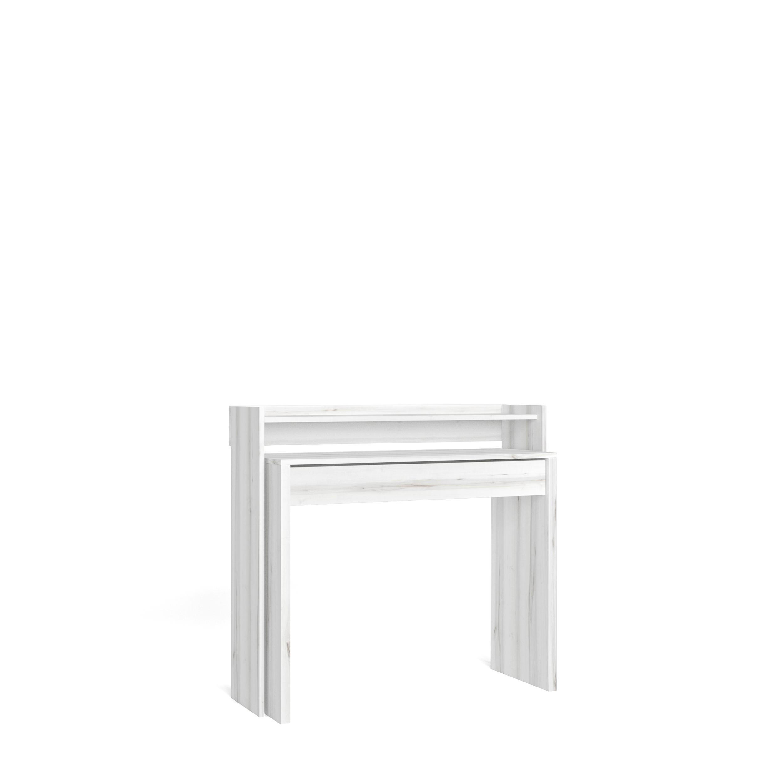 SCHREIBTISCH Ausziehbar, Weiß gemasert, 99/35/90cm - Weiß, Holzwerkstoff (35/99/90cm) - Skraut Home