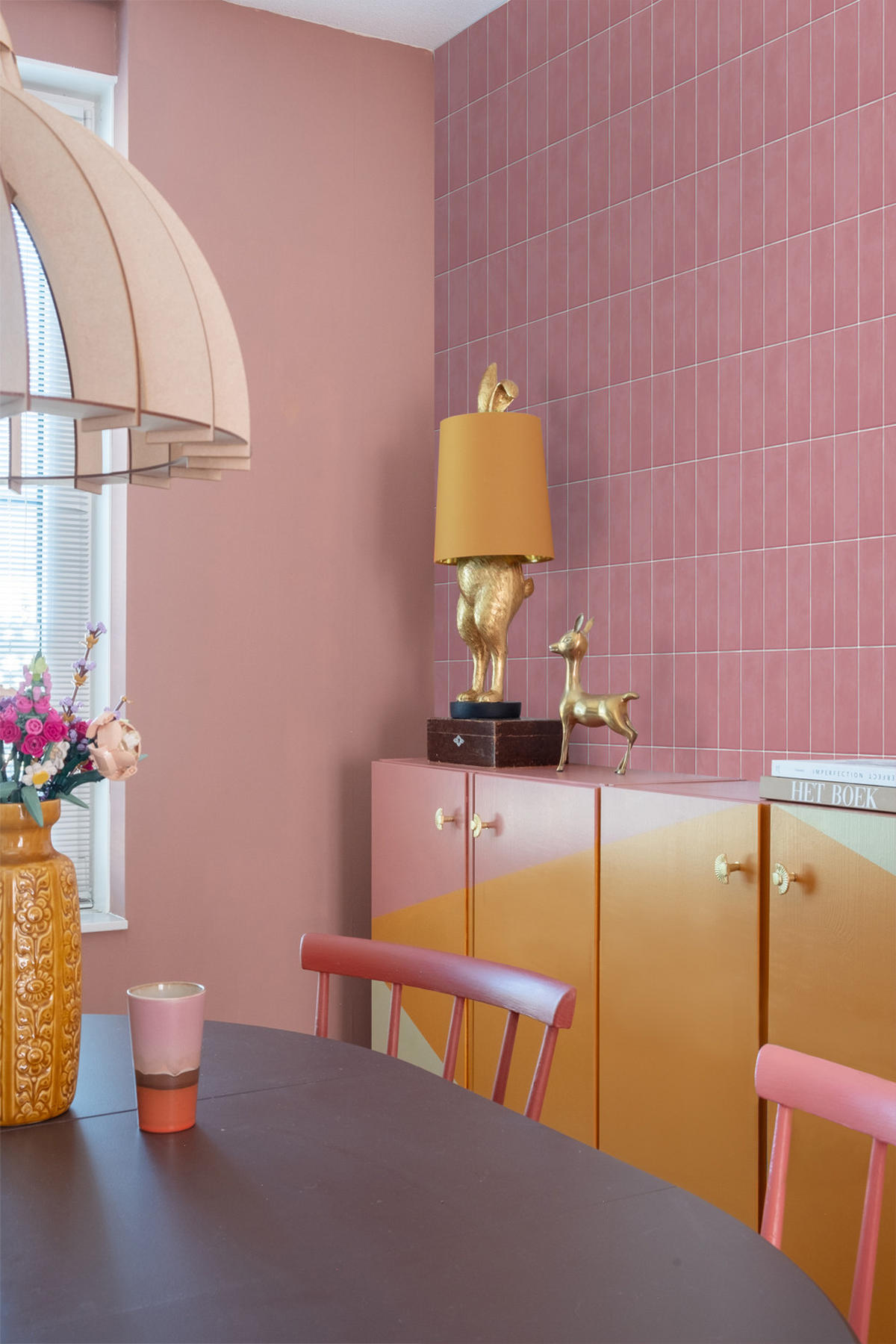 TAPETE Fliesenmuster 50 x 900 cm - Pink, Papier (50/900cm) - ESTAhome