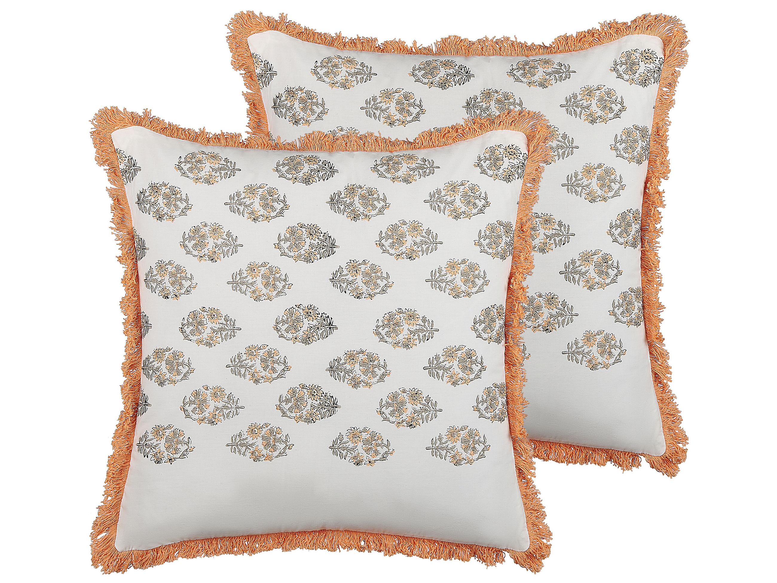 DEKOKISSEN 2er-Set Weiß 45/45 cm Sativus - Weiß, Naturmaterialien/Textil (45/45cm) - Beliani