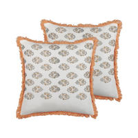 DEKOKISSEN 2er-Set Weiß 45/45 cm Sativus - Weiß, Naturmaterialien/Textil (45/45cm) - Beliani