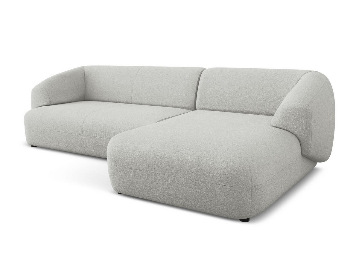 ECKSOFA Rechts Bouclé Stoff Grau - Hellgrau/Schwarz, Kunststoff/Textil (280/156cm) - Makamii