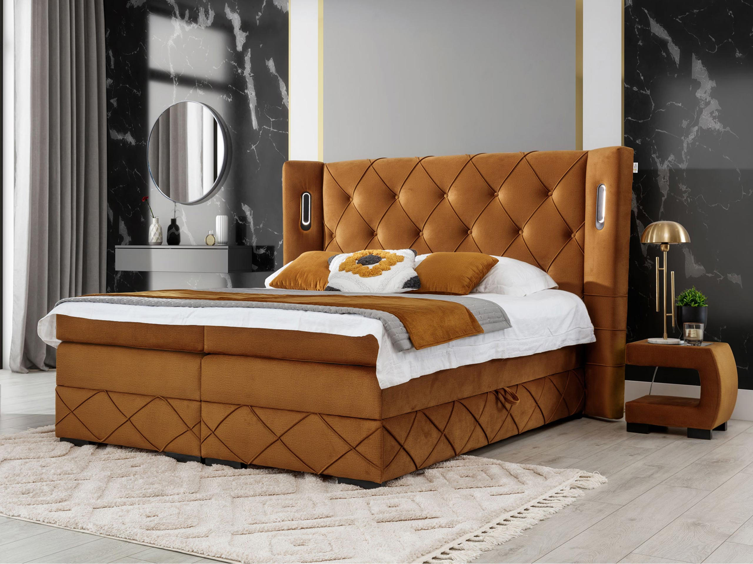 Thumbnail - Mirjan24 Boxbett, Bronze, Holz, 200x200 cm, Schlafzimmer, Betten, Boxspringbetten