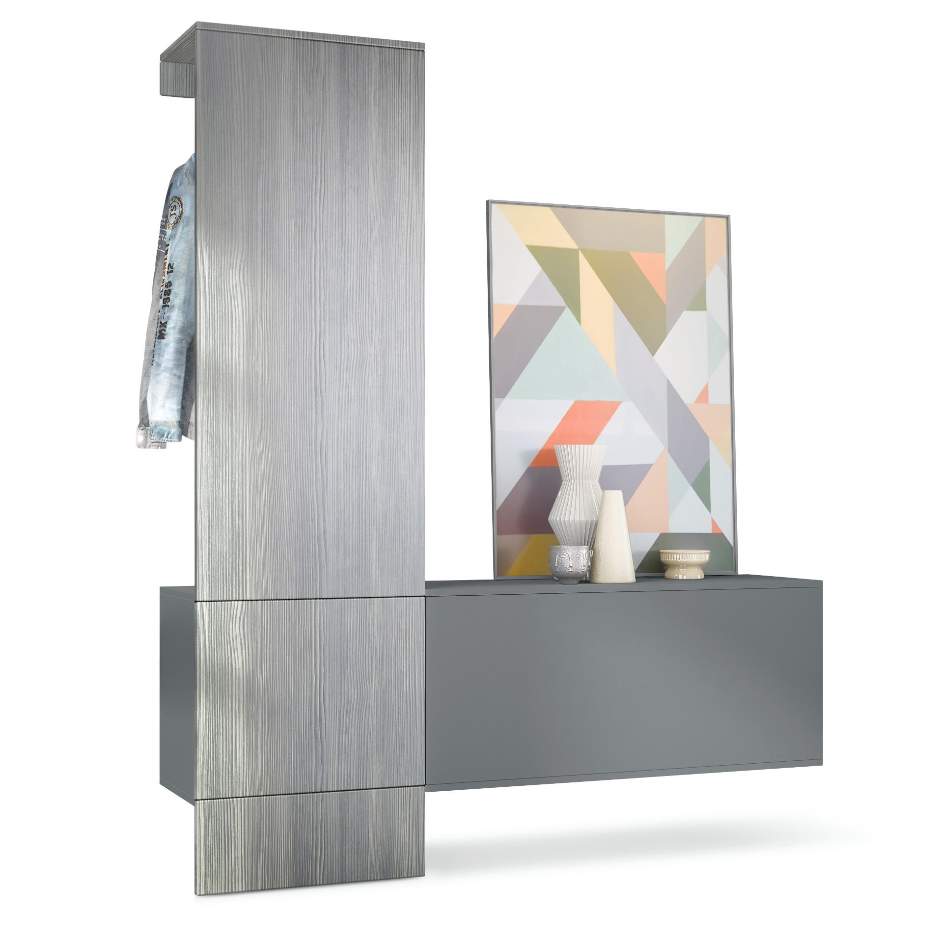 Vladon Garderobe Anthrazit 156.5x193x35 cm