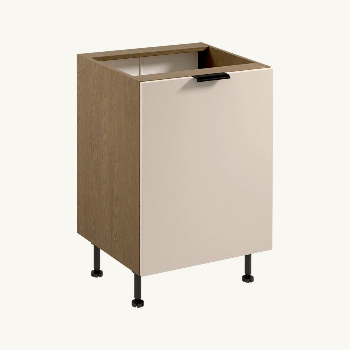KÜCHENZEILE 240 cm Livaro – KU-S26 – Beige / Dunkle Eiche - Beige/Schwarz, Holzwerkstoff/Metall (240/247/60cm) - hi-markt