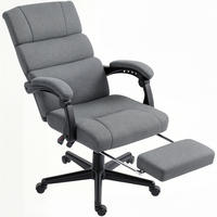 BÜROSTUHL, Ergonomischer Schreibtischstuhl mit Samt-Optik Fußstütze Dunkelgrau - Dunkelgrau, Textil (56/115/68.5cm) - HOMCOM