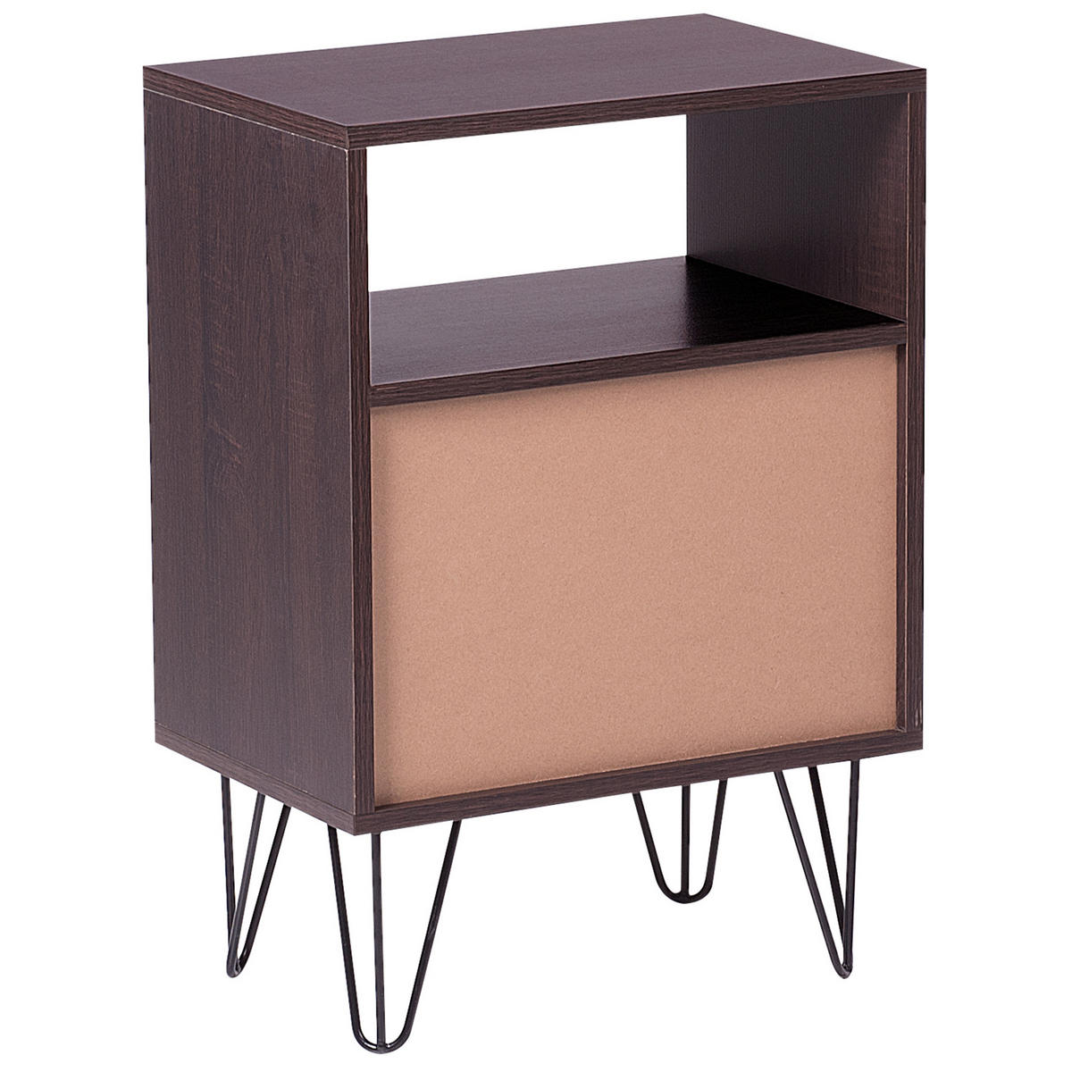 NACHTTISCH dunkler Holzfarbton/weiß 2 Schubladen Arvin - Dunkelbraun/Weiß, Holzwerkstoff (45/65/30cm) - Beliani