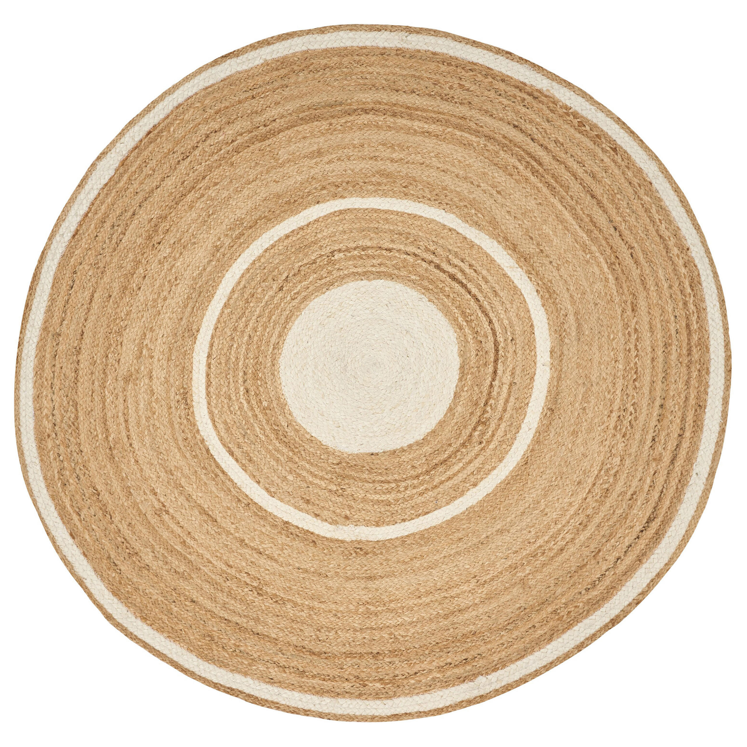 TEPPICH geflochten Beige 140 cm Halfeli - Beige/Weiß, Naturmaterialien (140/140cm) - Beliani