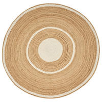 TEPPICH geflochten Beige 140 cm Halfeli - Beige/Weiß, Naturmaterialien (140/140cm) - Beliani