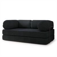 POHOVKA z pěny EIREN s kovovým rámem Buklé látka Černá - černá, textil (170/68/80cm) - MASSENO
