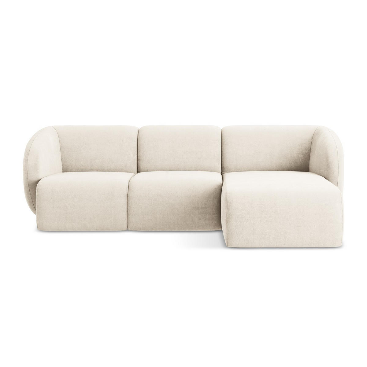 ECKSOFA Rechts Chenille Stoff Beige - Creme/Schwarz, Holzwerkstoff/Kunststoff (248/166cm) - LaMiaSofa