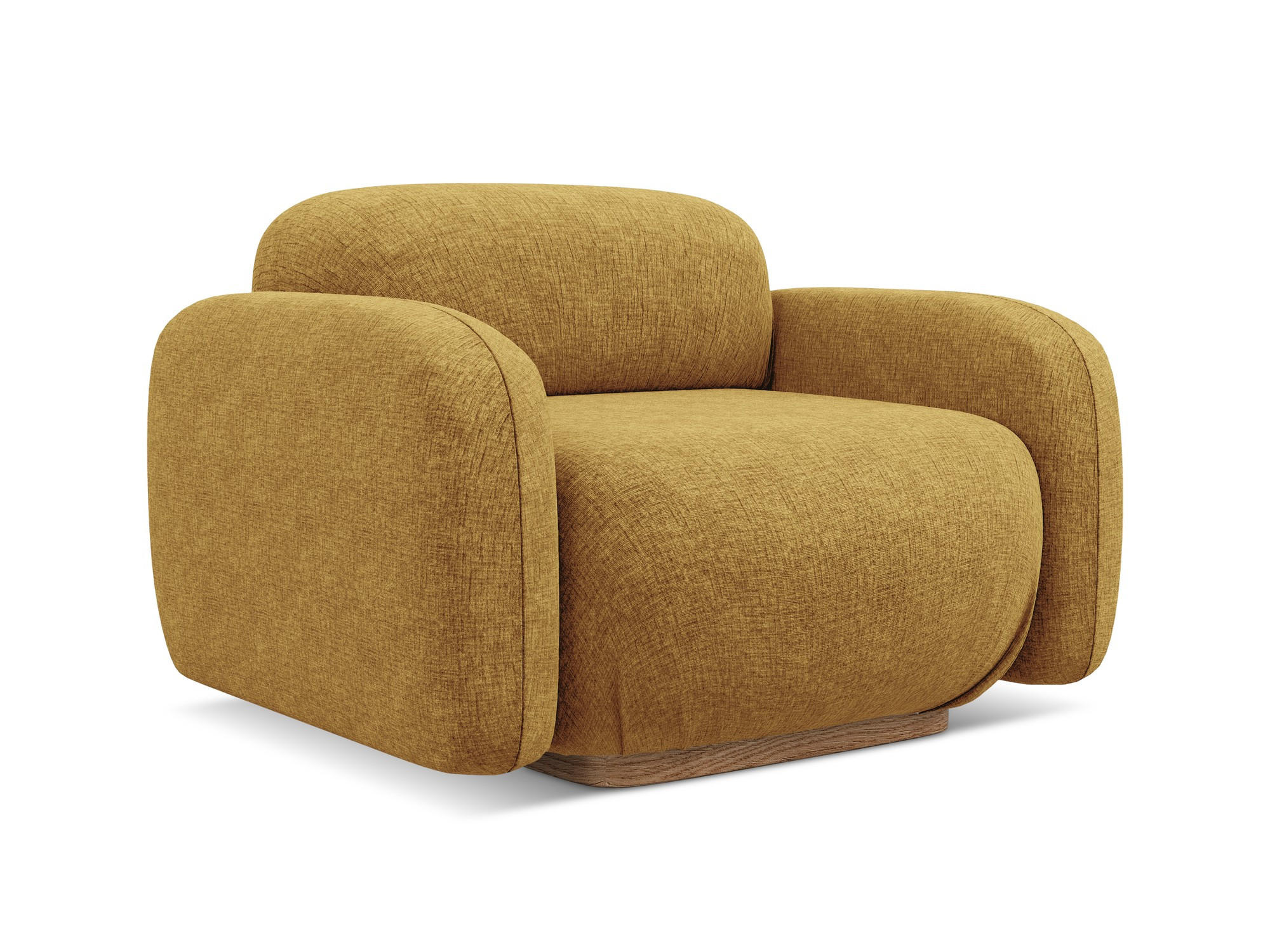 SESSEL Chenille Stoff Gelb - Currygelb/Gelb, Holz/Textil (110/73/95cm) - Makamii