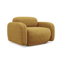 SESSEL Chenille Stoff Gelb - Currygelb/Gelb, Holz/Textil (110/73/95cm) - Makamii