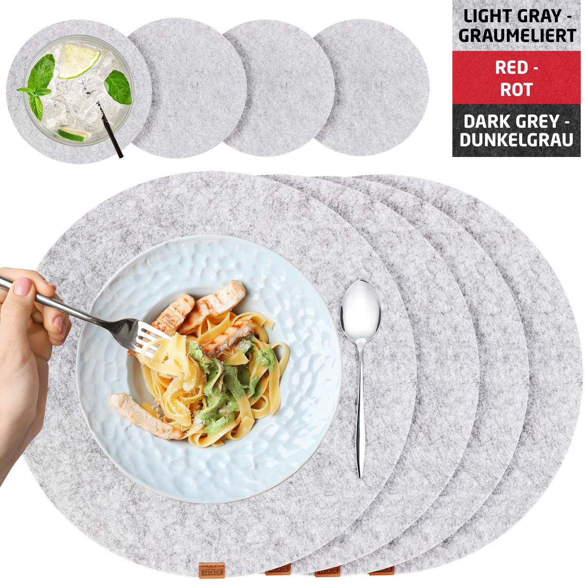 TISCHSETS Glasuntersetzer 12er-Set - Beige, Textil (37/37/3cm) - Miqio Design