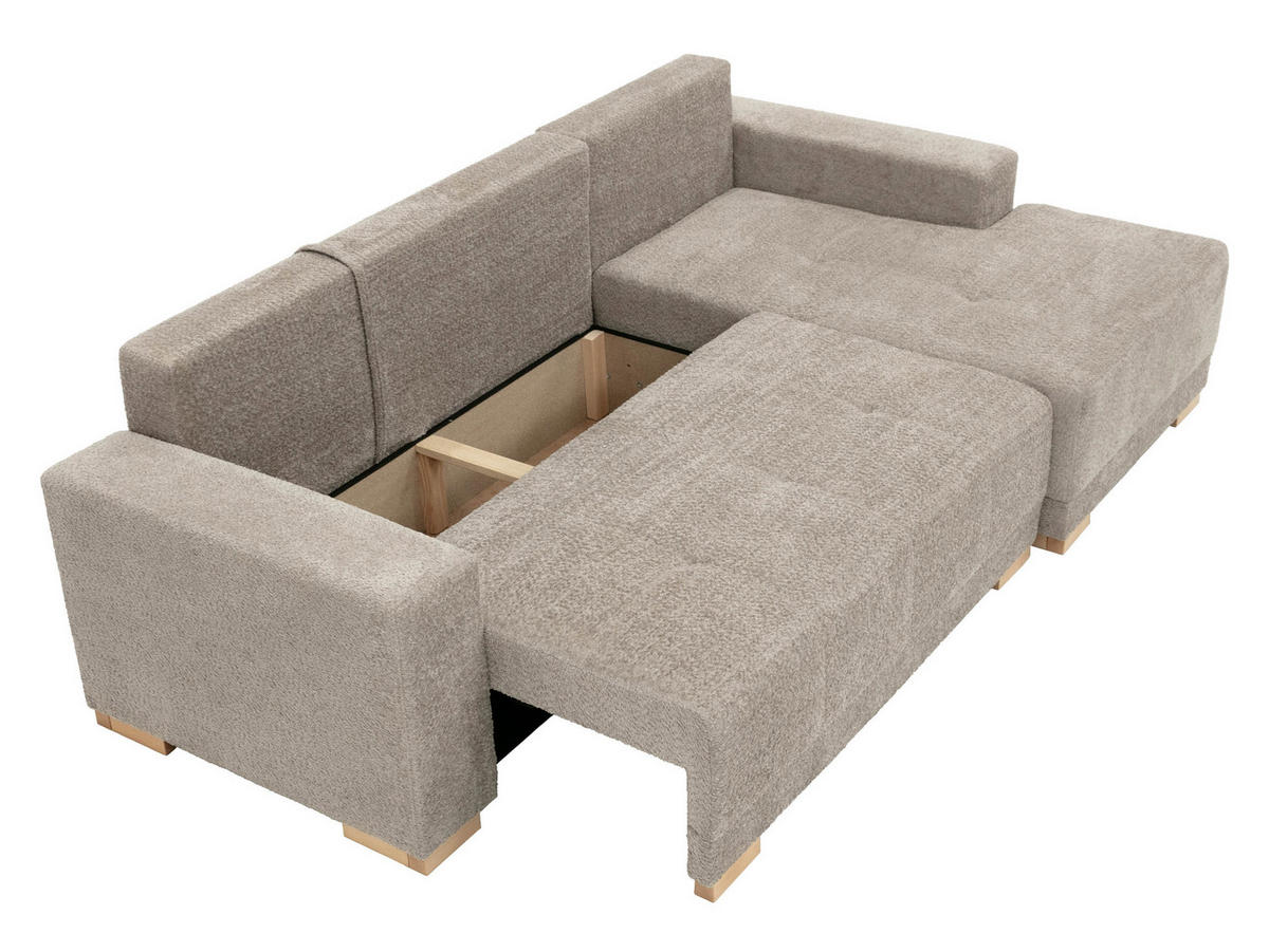 ECKSCHLAFSOFA Bello, Seite: Links - Creme/Naturfarben, Holz/Textil (240/140cm) - MIRJAN24