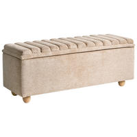 POLSTERBANK mit Stauraum Stoff Beige Salida - Beige/Braun, Holz/Textil (115/54/39cm) - Beliani