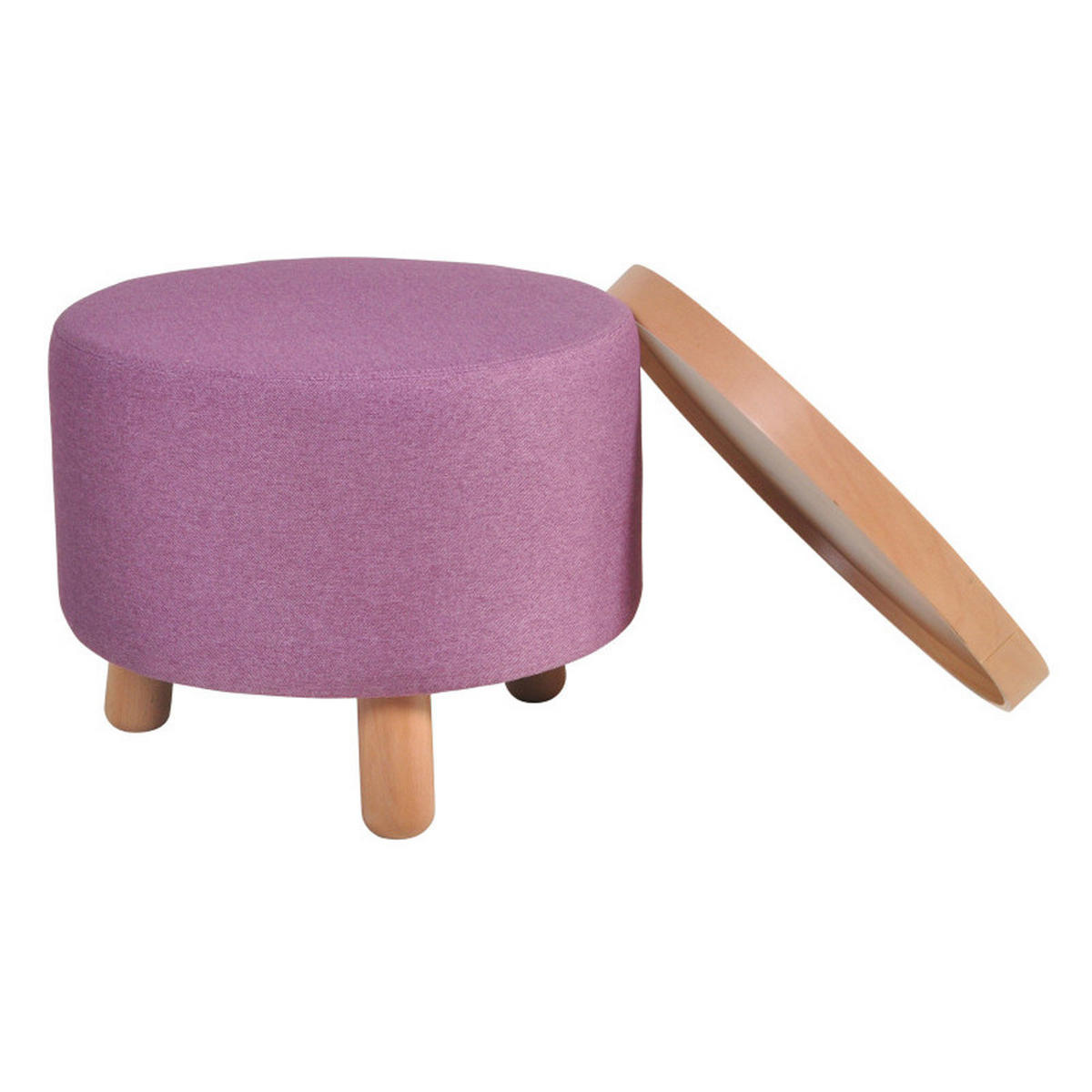 HOCKER BEISTELLTISCH Molde Ø50x40cm, Lila - Lila, Textil (50/50/40cm)