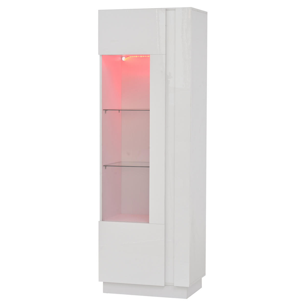 VITRINA 60/40/180 cm iz iverne plošče bela z LED osvetlitvijo - bela, leseni material (60/180/40cm) - BEAOK