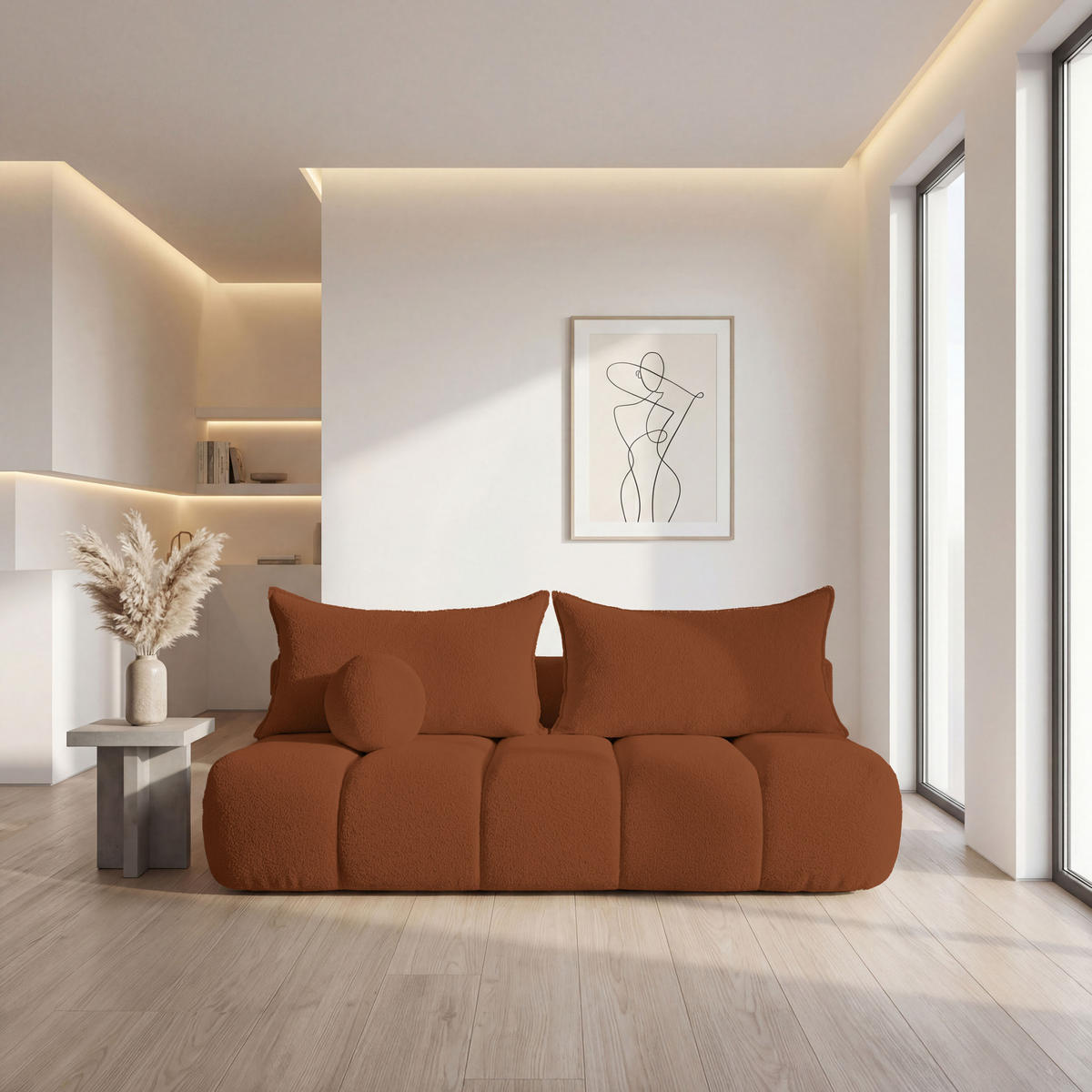 SCHLAFSOFA Milla mit Bettkasten, Terracotta Braun 205/97/85 cm - Terracotta, Textil/Metall (205/97/85cm) - WFL GROUP