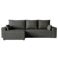 ECKSOFA Tico mit Bettkasten und Schlaffunktion, L-Form/XL-Form, Velourstoff, Universal - Graphitfarben, Holzwerkstoff (276/145cm) - 4ALL HOME