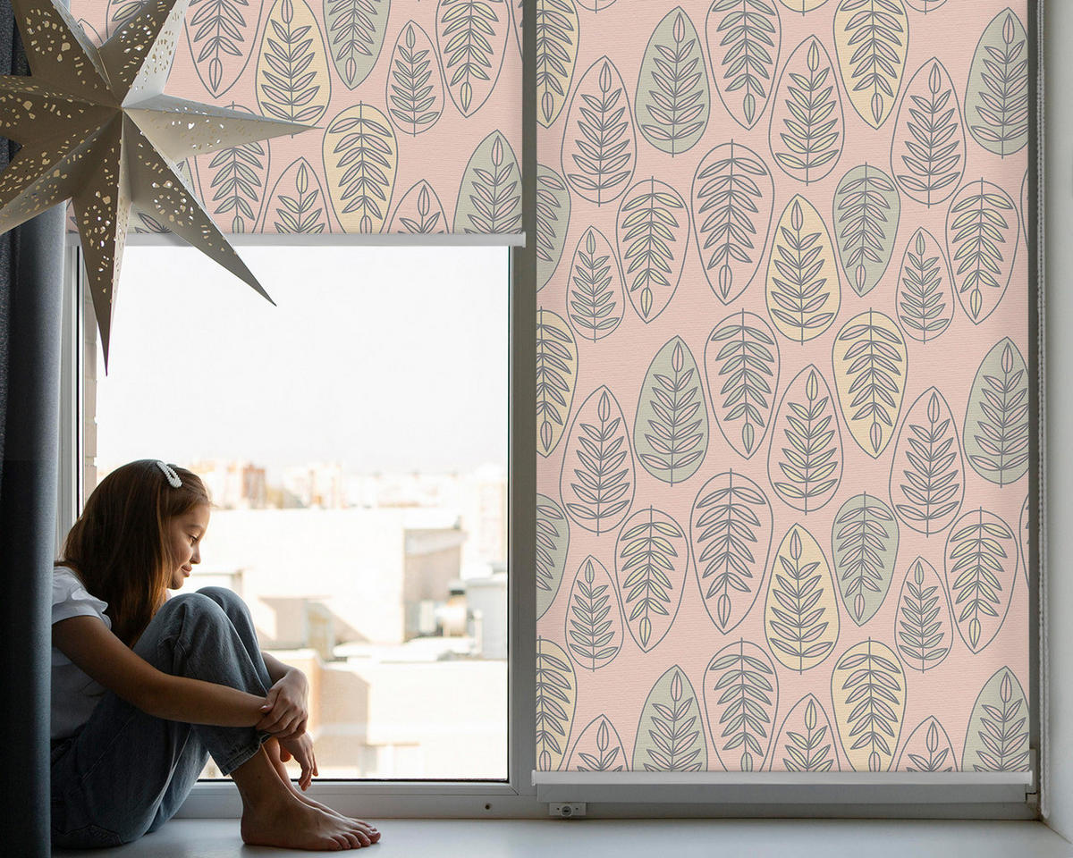 VNÚTORNÁ roleta - okenná roleta - roleta - 60x140 cm - Farebné listy - pink, plast (60/140/0.5cm) - TULUP