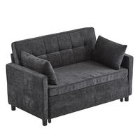 SCHLAFSOFA Chenille mit Ausziehfunktion und 2 Kissen Antikschwarz 142/79/85 cm - Schwarz, Textil (79/85/142cm) - Redom