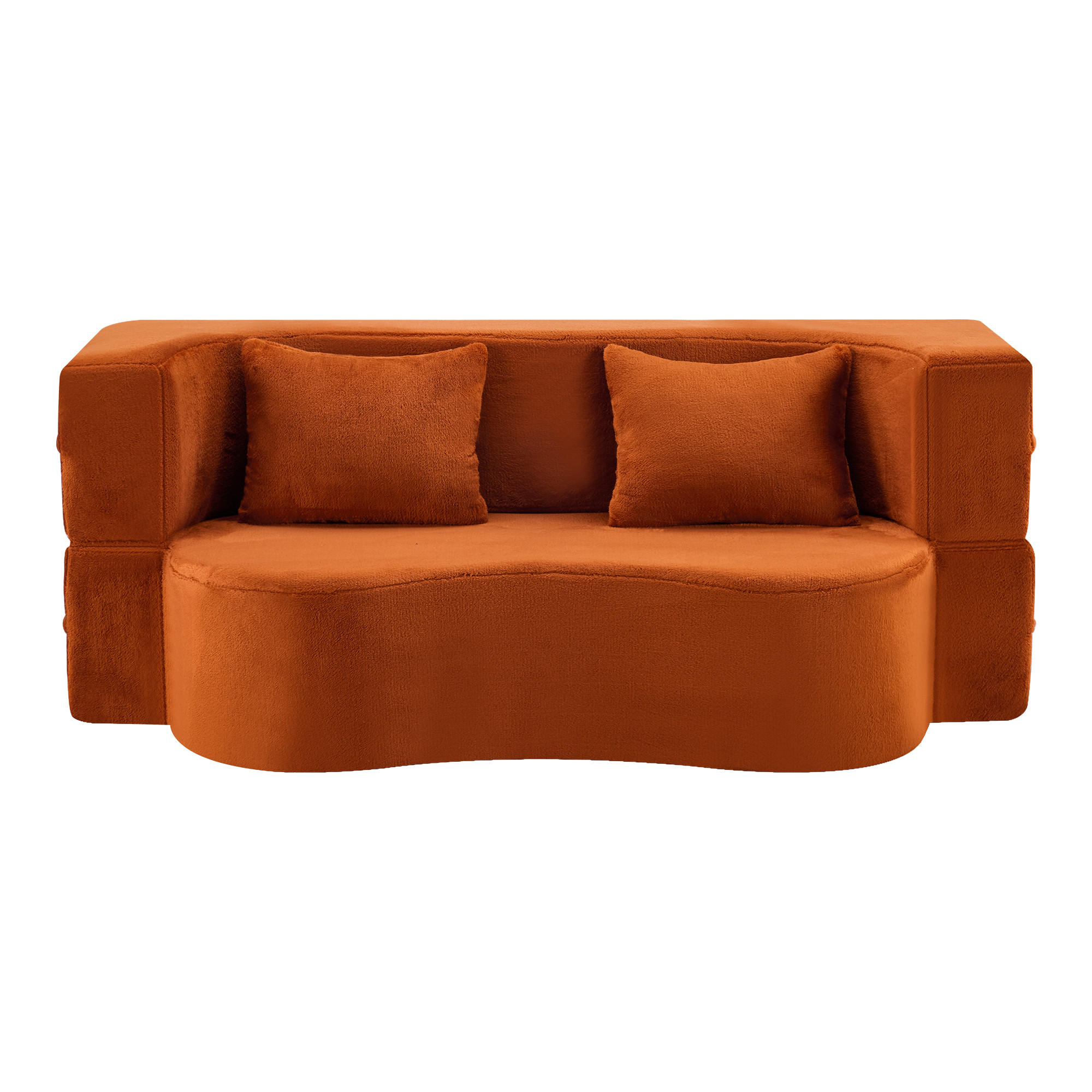 2-SITZER SCHLAFSOFA Mikrofaser Orange mit Klappfunktion und 2 Kissen - Orange, Textil (180/70/110cm) - WISHDOR
