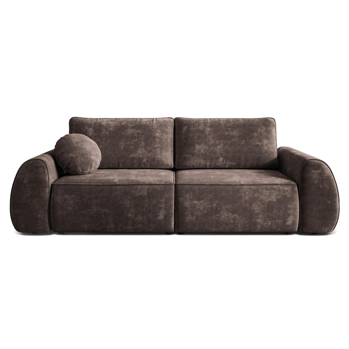 BETTSOFA ZEFEO Braun Chenille-Stoff mit Schlaffunktion - Braun, Textil (264/96/106cm) - MASSENO