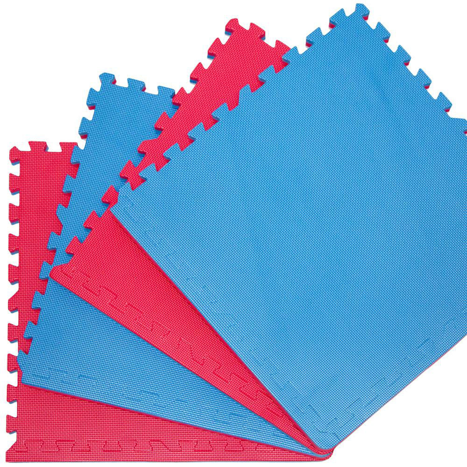 BODENSCHUTZMATTEN - 4er Set - 63/63/2 cm - Rot / Blau - Blau, Kunststoff (63/63cm) - eyepower
