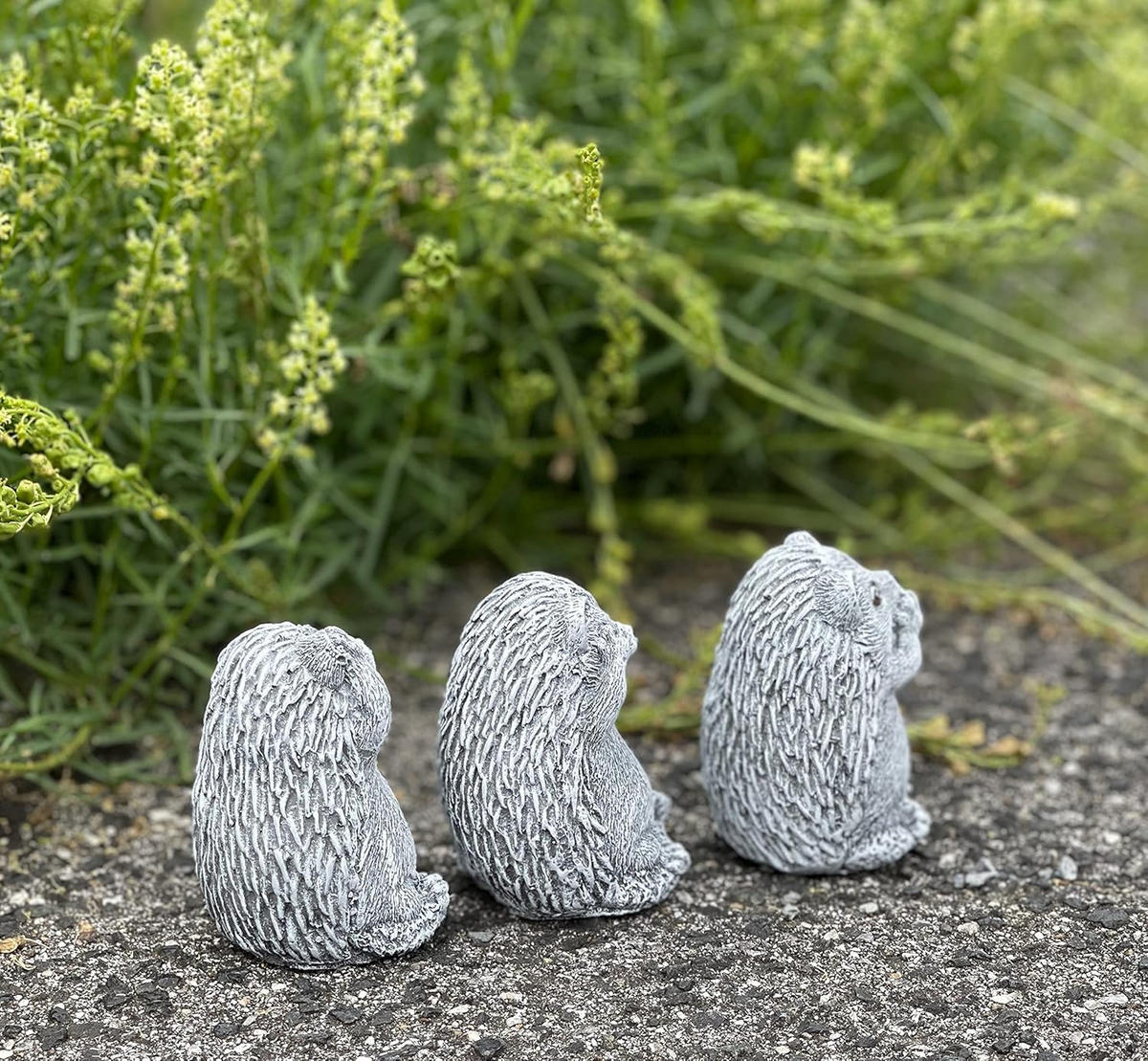 STEINFIGUR 3er Set Igel Nichts sehen Sagen hören frostfest Steinguss - Grau, Stein (6/8/6cm) - stoneandstyle