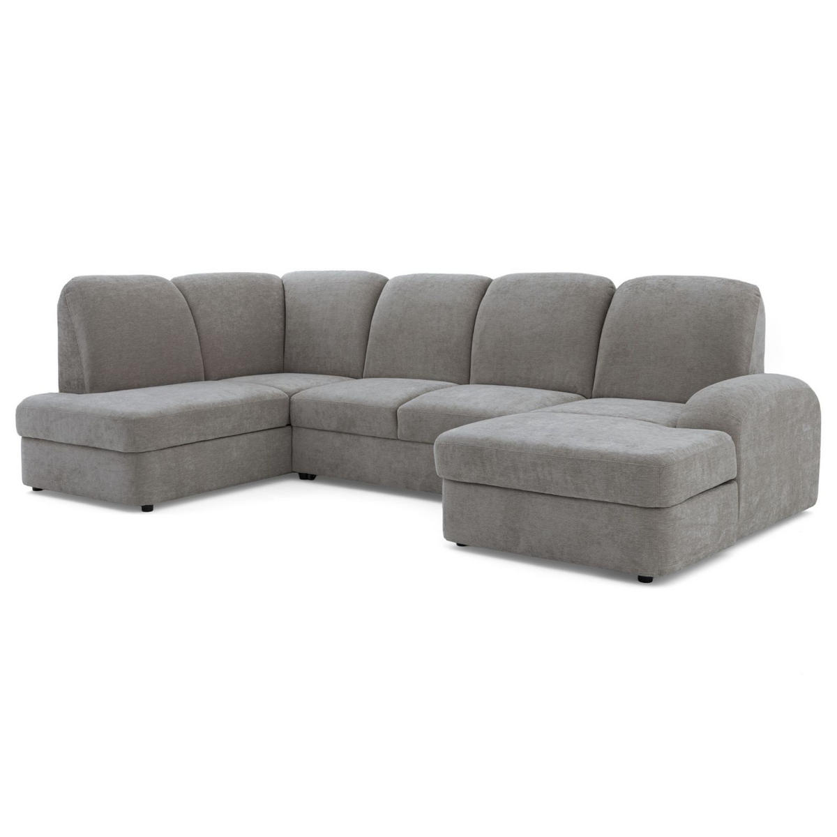 ECKSOFA VIBE U Links mit Schlaffunktion 129x263 Chenille Grau - Schwarz/Grau, Holz/Kunststoff (280/102/186cm) - Muffo