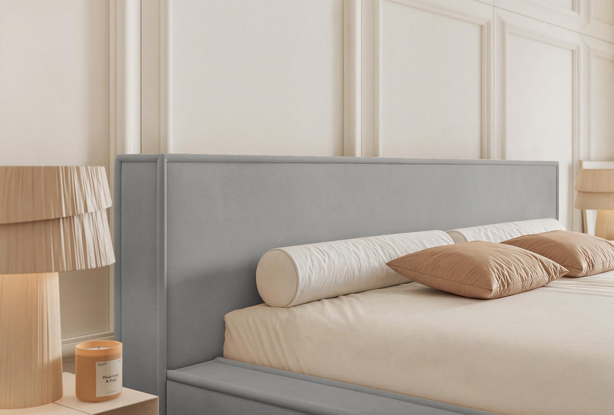 POLSTERBETT Mendocino Classic Low 120x200 cm, Silber - Hellgrau, Textil (120/200cm) - Fedve