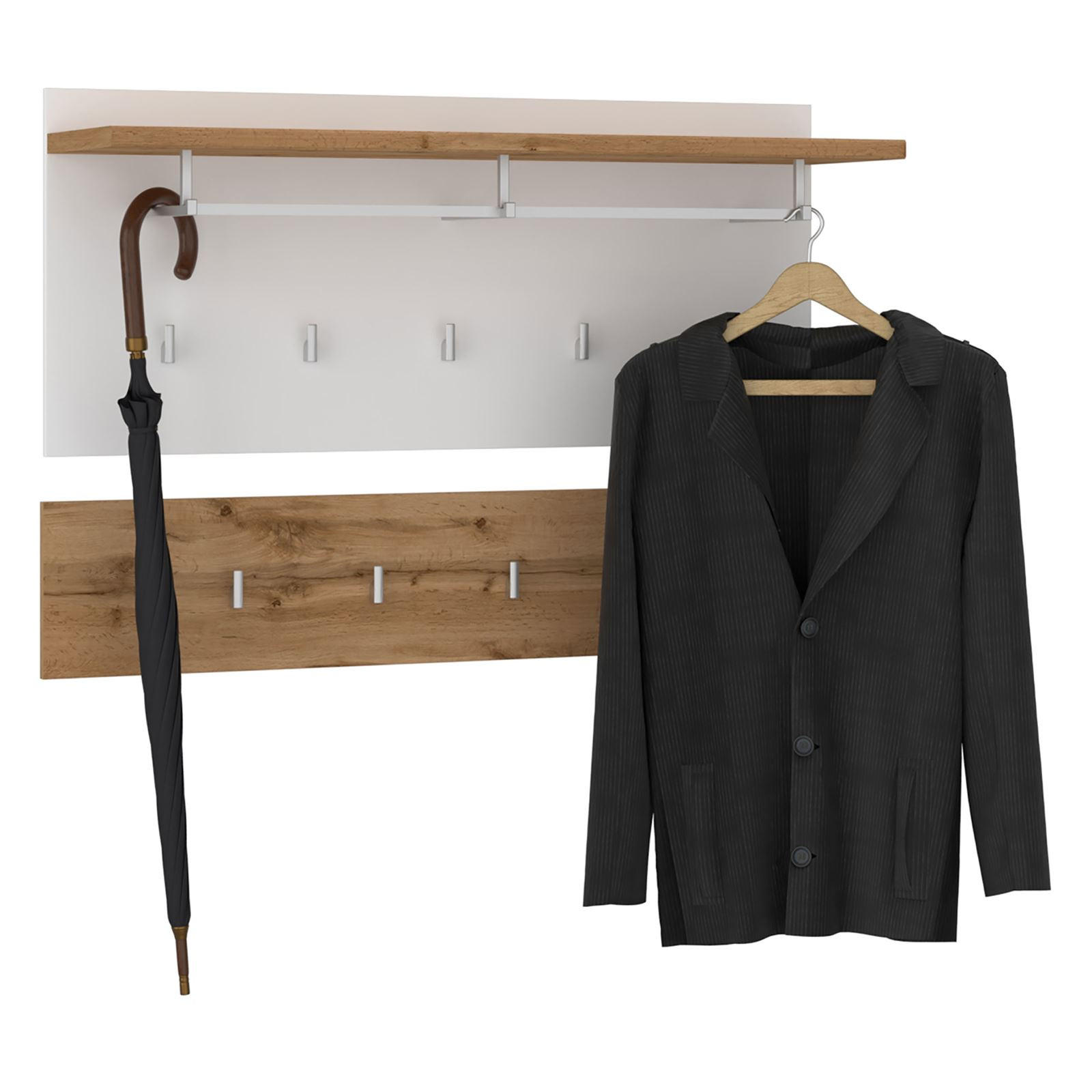 WANDGARDEROBE BILBAO - Eiche Wotan/Weiß, Holzwerkstoff (90/60/30cm) - CARO-Möbel